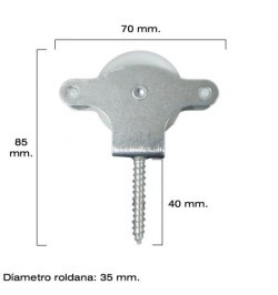 Polea Tendedero Wolfpack Zincado 40 mm. Roldana Plástico con Tirafondo