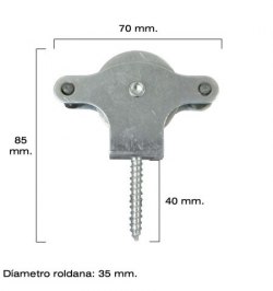 Polea Tendedero Wolfpack Zincado 40 mm. Roldana Metal con Tirafondo
