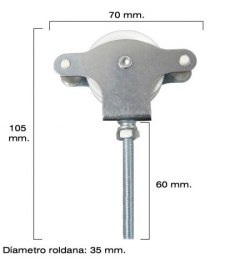 Polea Tendedero Wolfpack Zincado 60 mm. Roldana Plástico con Tornillo