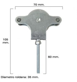 Polea Tendedero Wolfpack Zincado 60 mm. Roldana Metal con Tornillo