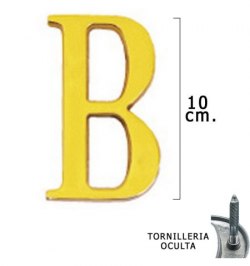 Letra Latón "B" 10 cm. con Tornilleria Oculta (Blister 1 Pieza)