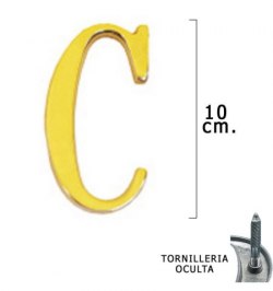 Letra Latón "C" 10 cm. con Tornilleria Oculta (Blister 1 Pieza)