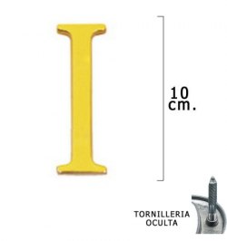 Letra Latón "I" 10 cm. con Tornilleria Oculta (Blister 1 Pieza)