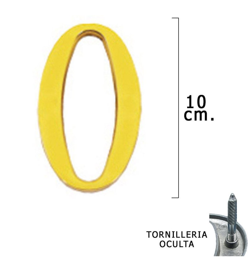 Letra Latón "O" 10 cm. con Tornilleria Oculta (Blister 1 Pieza)