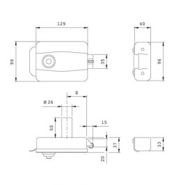 Cerradura Iseo 510-60 mm.eléctrica Con Pulsador