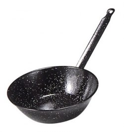 Sartén Doble Honda Con Mango Esmaltada 38 cm.