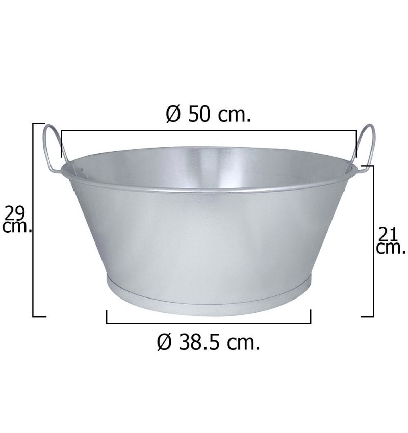 Barreño Galvanizado Baño  20"  50x21 cm. 30 Litros