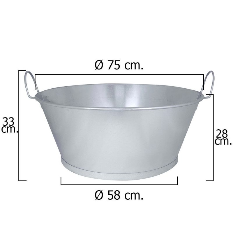 Barreño Galvanizado Baño  30"  75x28 cm. 70 Litros