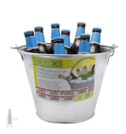 Cubo Zinc Metal Galvanizado Multiusos  6 Litros 26 x 17 x 19 (alt.) cm. con Abre Botellas