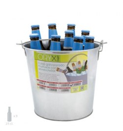 Cubo Zinc Metal Galvanizado Multiusos  8 Litros 25 x 19 x 22 (alt.) cm. con Abre Botellas