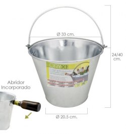 Cubo Zinc Metal Galvanizado Multiusos 12 Litros 33 x 20.5 x 24 (alt.) cm. con Abre Botellas