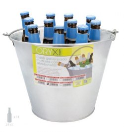 Cubo Zinc Metal Galvanizado Multiusos 12 Litros 33 x 20.5 x 24 (alt.) cm. con Abre Botellas