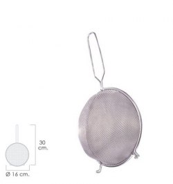 Colador Aluminio Con Malla Para Tamizado Fino Ø 16 cm. con 2 Ganchos