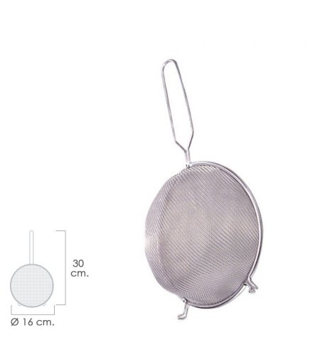 Colador Aluminio Con Malla Para Tamizado Fino Ø 16 cm. con 2 Ganchos