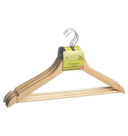 Percha Oryx Madera Recta 450 mm. (Pack 3 Piezas)