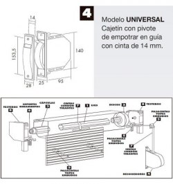 Recogedor Persiana Mini  6 Metros Embutir Cinta 14 mm.