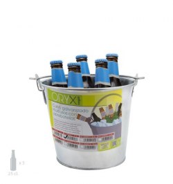 Cubo Zinc Metal Galvanizado Multiusos  4 Litros 20.5 x 18 x 15.5 (alt.) cm. con Abre Botellas