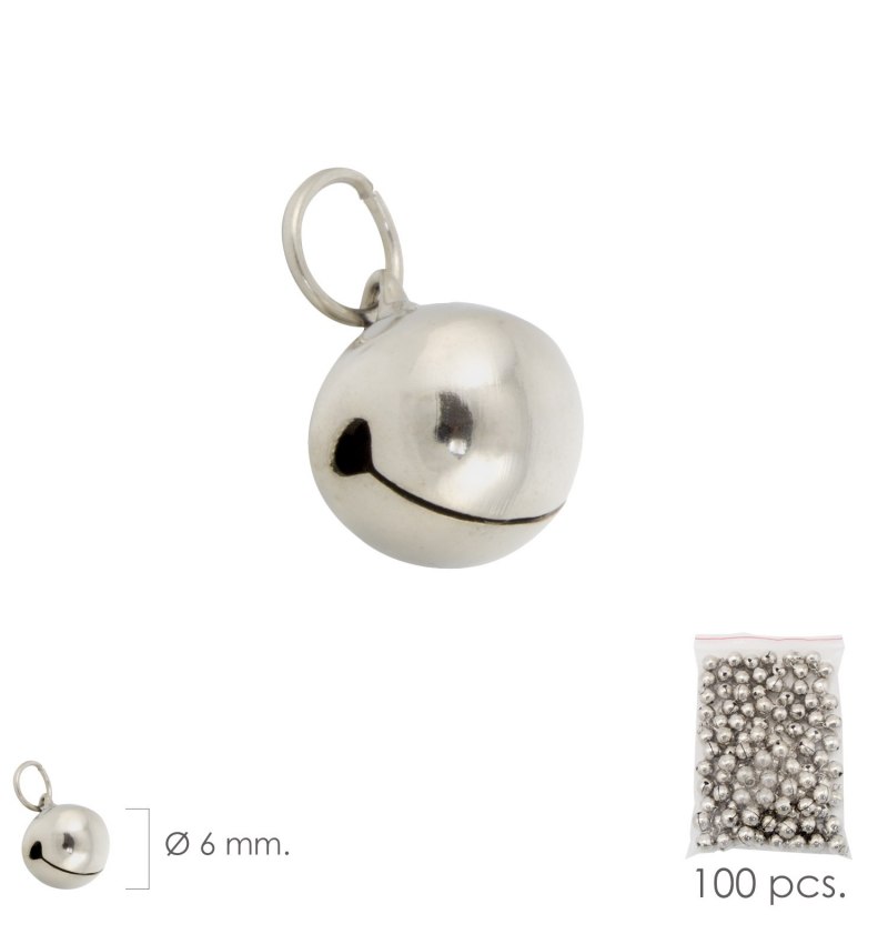 Cascabel Niquelado   6 mm.  (Bolsa 100 Unidades)