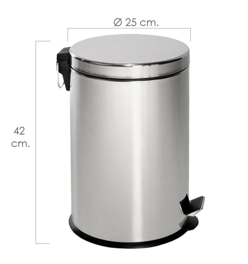 Papelera Maurer  Inoxidable 12 Litros Ø 25 x 42 cm.