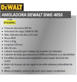 Amoladora Dewalt 800 W.     DWE 4056 QS