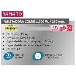 Ingletadora Yamato Combi 1200 W /  210 mm.