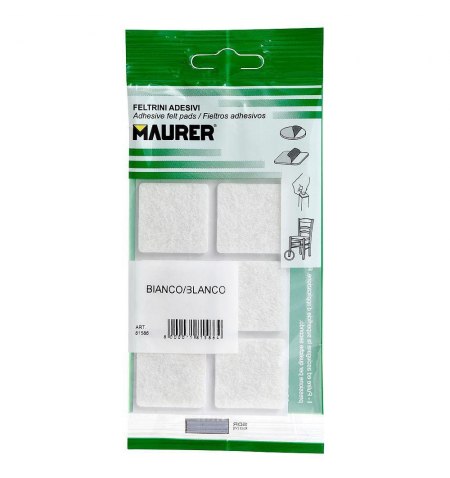 Fieltro Adhesivo 30x30 mm. (Blister 6 Piezas) Blanco