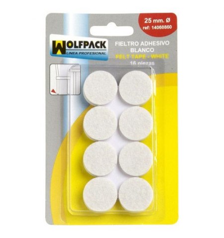 Fieltro Adhesivo Ø 24 mm. (Blister  16 Piezas) Blanco