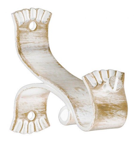 Soporte Forja Ø 20 mm. Ola Largo Marfil / Oro Juego 2 Piezas