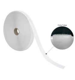 Cinta Velcro Felpa Con Adhesivo Blanco Rollo 25 metros