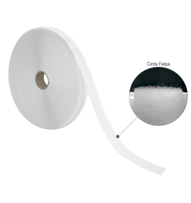 Cinta Velcro Felpa Con Adhesivo Blanco Rollo 25 metros