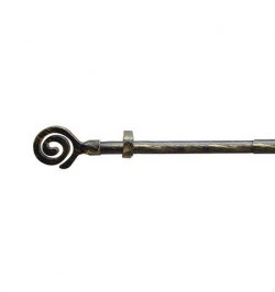 Barra Cortina Extensible Metal Ø 19 mm. Extensible 1,1 / 2,0 Metros Negro Dorado Espiga Sin Anilla