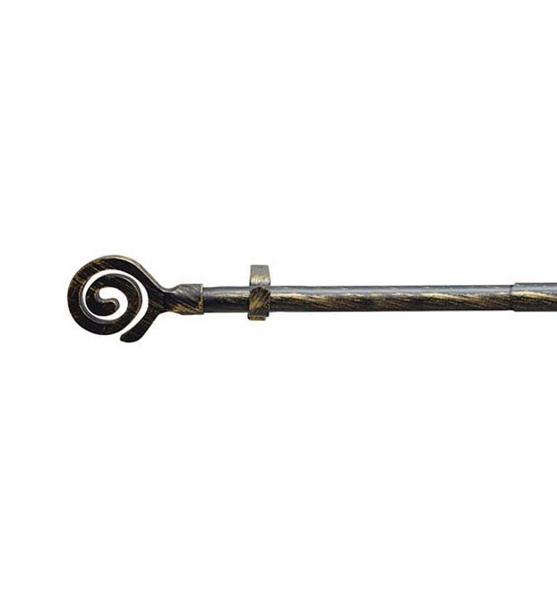 Barra Cortina Extensible Metal Ø 19 mm. Extensible 1,1 / 2,0 Metros Negro Dorado Espiga Sin Anilla