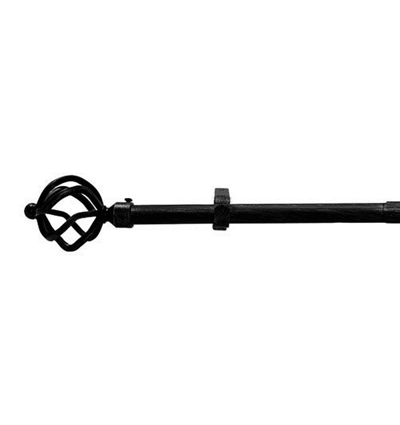 Barra Cortina Extensible Metal Ø 19 mm. Extensible 1,1 / 2,0 Metros Negro Piña Sin Anillas