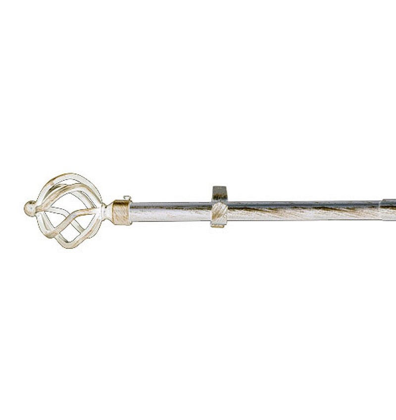 Barra Cortina Extensible Metal Ø 19 mm. Extensible 1,1 / 2,0 Metros Marfil Oro Piña Sin Anilla
