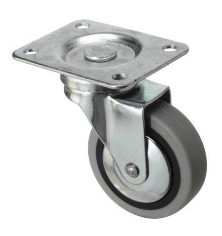 Rueda Industrial Goma Gris Placa   40 mm.