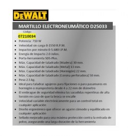 Martillo Electroneumatico Dewalt  D25033K
