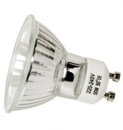 Bombilla Dicroica GU-10 50 W. 230 V. 480 Lúmenes. Luz cálida (2700°K).