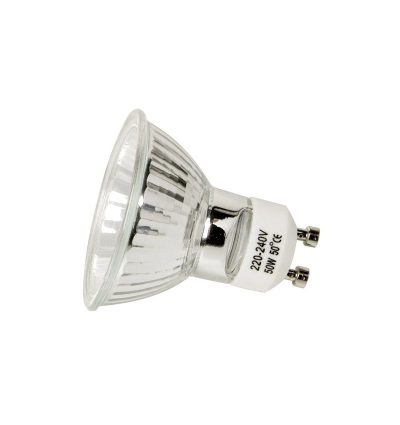 Bombilla Dicroica GU-10 50 W. 230 V. 480 Lúmenes. Luz cálida (2700°K).