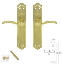 Juego Manivelas Para Puertas, Zamack Latonado "Oryx Irene"