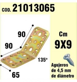 Soporte Para Madera Ángulo  65x90x90 mm./135°