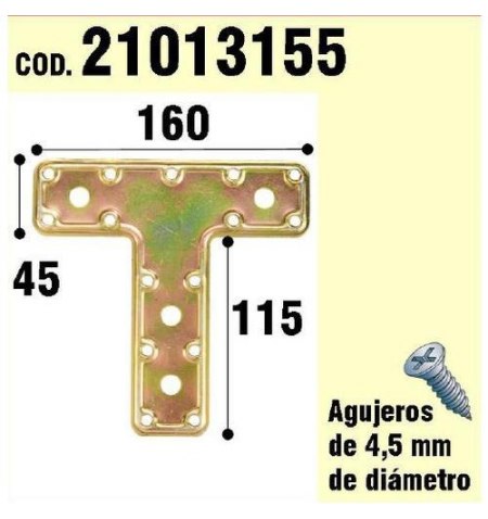 Soporte Para Madera Placa "T"  Bicromatado 160 mm.
