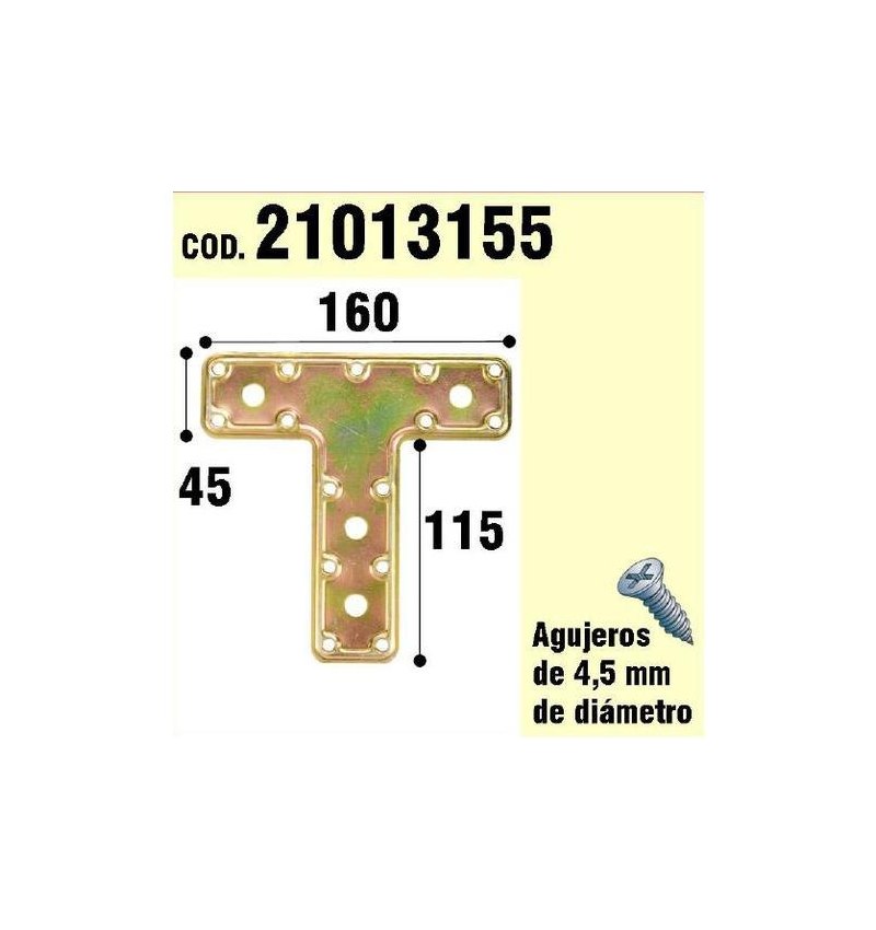 Soporte Para Madera Placa "T"  Bicromatado 160 mm.