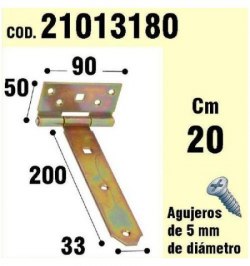 Soporte Para Madera Bisagra Bicromatado 200 mm.