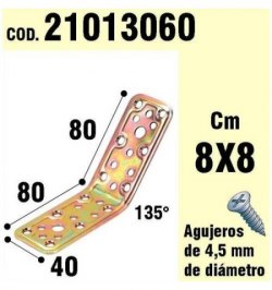 Soporte Para Madera Ángulo   40x80x80 mm. / 135°