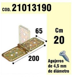 Soporte Para Madera Bisagra Bicromatado 65 x 200 mm.