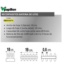 Recortasetos Papillon Bateria Litio 100 mm.
