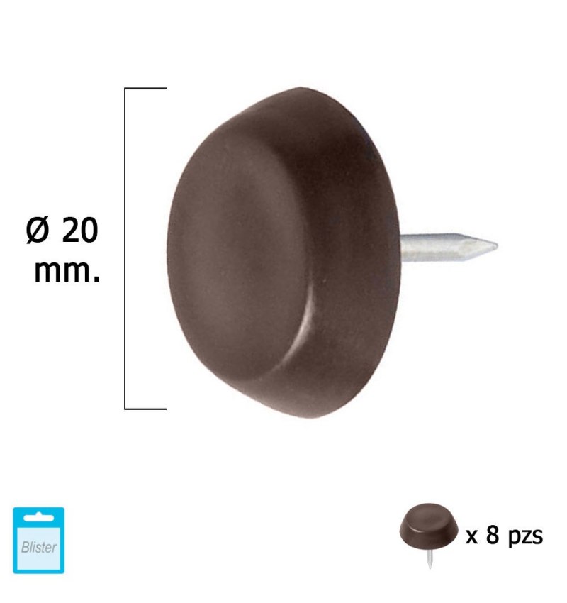 Deslizante Grande Marron Ø20 (Blister 8 Unidades)