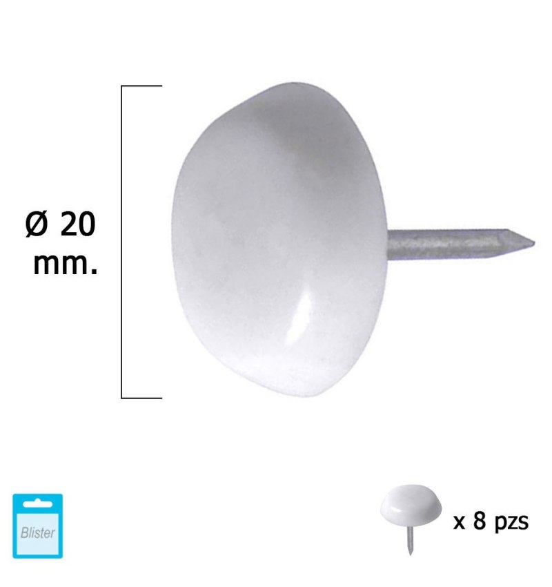 Deslizante Grande Blanco Ø20 (Blister 8 Unidades)