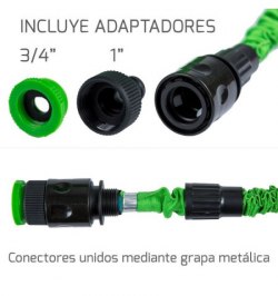 Manguera Extensible Riego 10 a 30 Metros Con Pistola De 7 Posiciones
