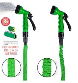 Manguera Extensible Riego 10 a 30 Metros Con Pistola De 7 Posiciones